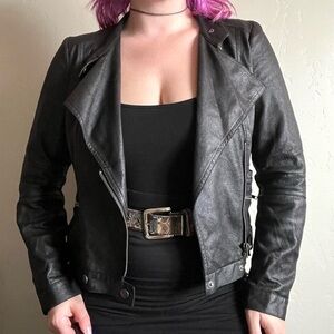 SimplyVera by Vera Wang black faux leather lightweight moto jacket